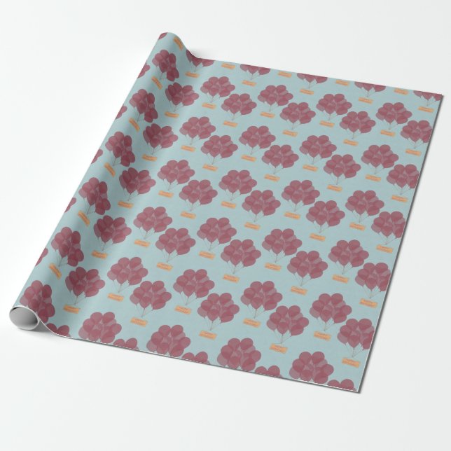 Papel De Presente Balões de feliz aniversário (Desenrolado)