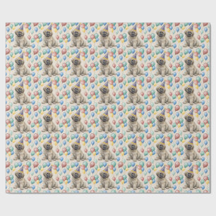 Papel De Presente Balões de festa de aniversário do filhote de masti