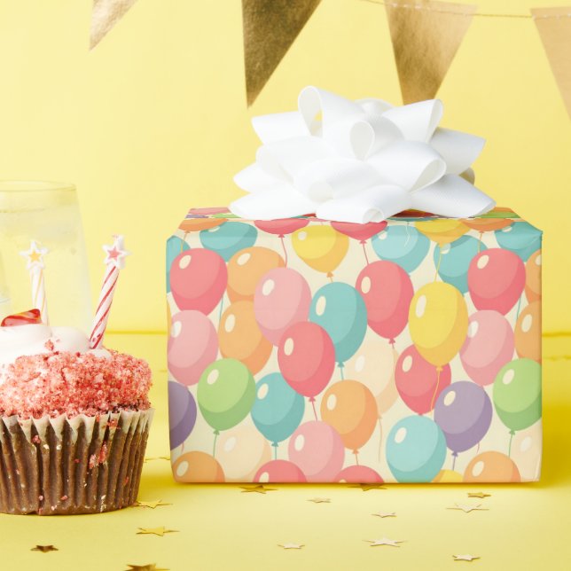 Papel De Presente Balões de festa em cores diferentes (Festa de aniversário)
