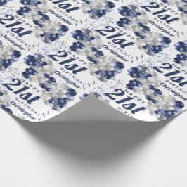 Papel De Presente Balões de Marinho aniversário de 21 anos