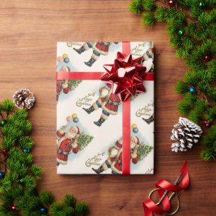 Papel De Presente Balões de Natal Antigos, Papai Noel Vitoriano