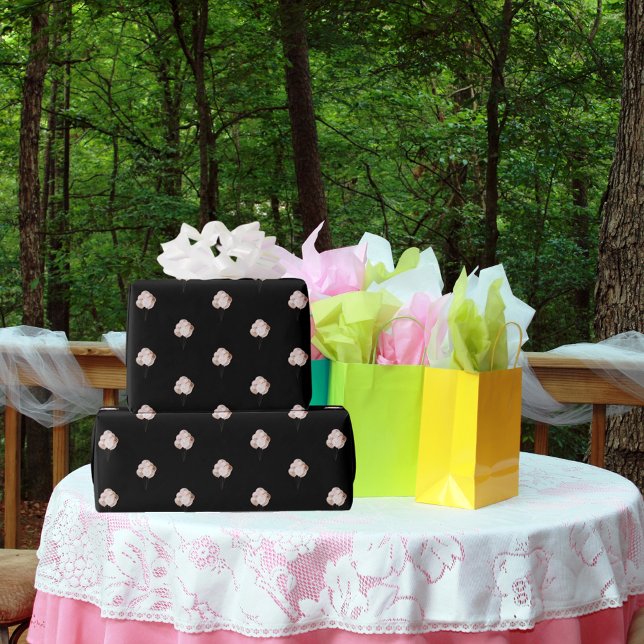 Papel De Presente Balões de ouro rosa preto de aniversário (Criador carregado)