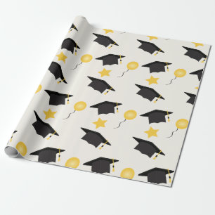 Papel De Presente Balões de Padrão de Boné de formatura Estrelas 