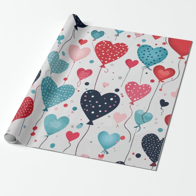 Papel De Presente Balões do coração (Desenrolado)