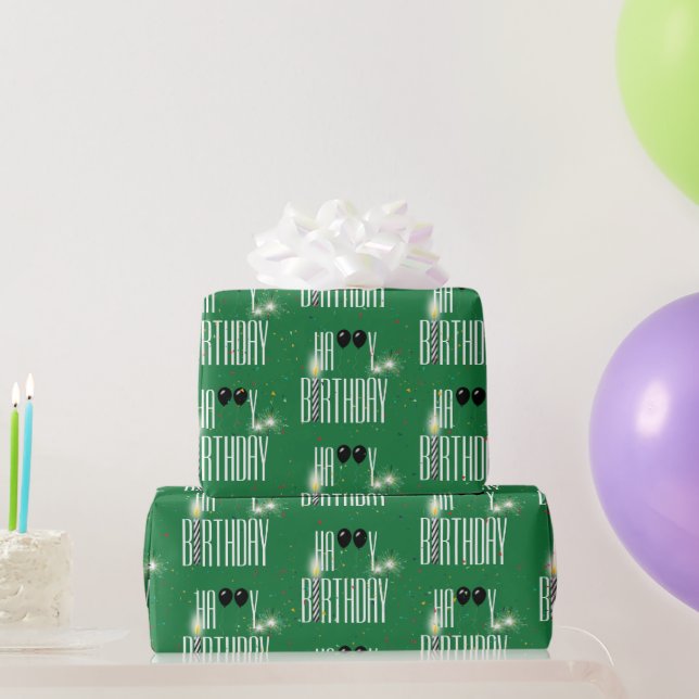 Papel De Presente Balões e Confetes de Aniversário  (Presentes para festas)