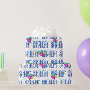 Papel De Presente Balões e Confetes de Aniversário Feliz