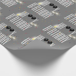 Papel De Presente Balões e Confetes de Aniversário Feliz