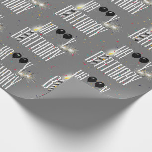 Papel De Presente Balões e Confetes de Aniversário Feliz