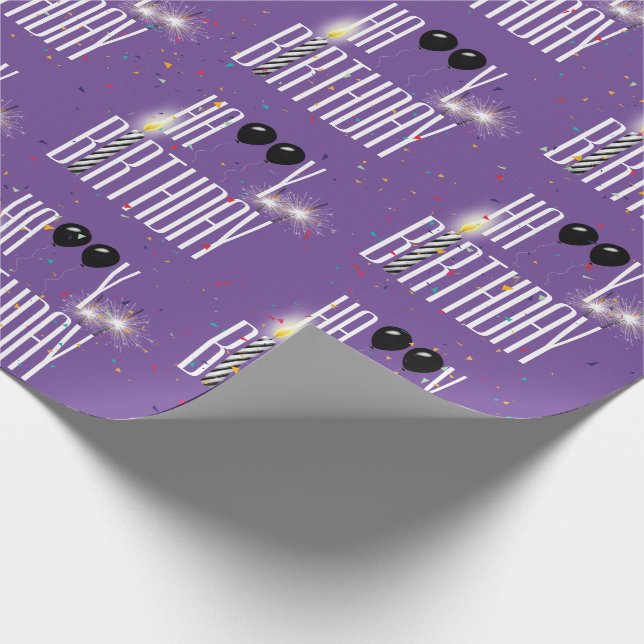 Papel De Presente Balões e Confetes de Aniversário Feliz (Ponta)