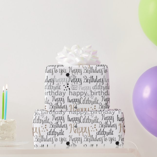 Papel De Presente Balões Felizes de Aniversário Divertido (Presentes para festas)