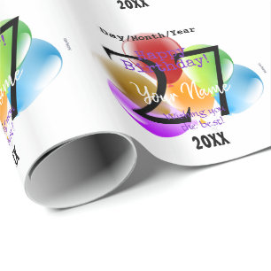 Papel De Presente Balões Personalizados do Presente de Aniversário