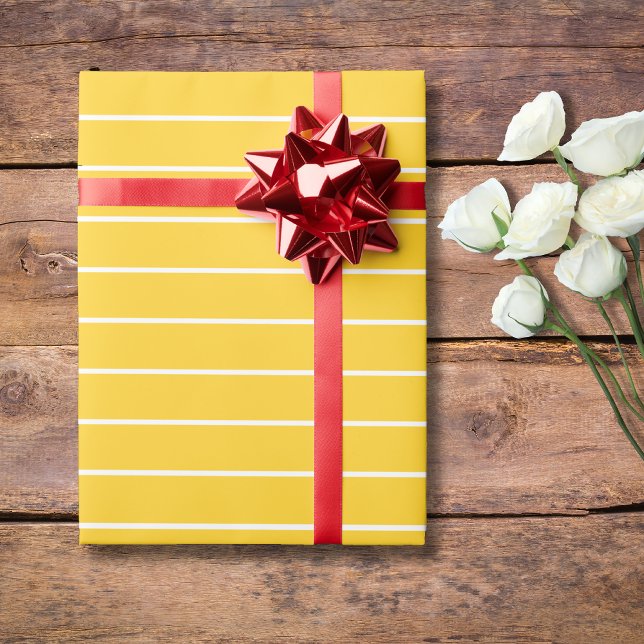 Papel De Presente Banana Amarelo Branco Fino Listrado Horizontal (Criador carregado)