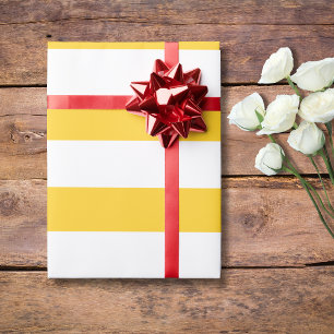 Papel De Presente Banana Amarelo Branco Largo Listrado Horizontal