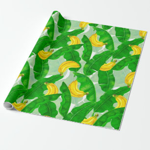 Papel De Presente Bananas e folhas design