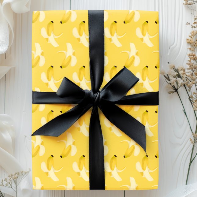Papel De Presente Bananas no Padrão de Frutas Amarelas (Criador carregado)