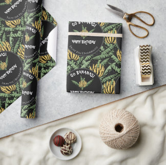 Papel De Presente Bananas Tropicais de Black Go Feliz Aniversário Ba