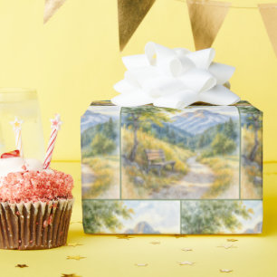 Papel De Presente Banco Vazio em um Vale do Prado das Montanhas