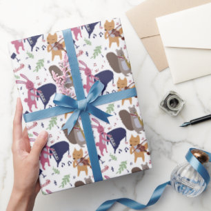 Papel De Presente Banda de Animais da Floresta Fofa com Instrumentos
