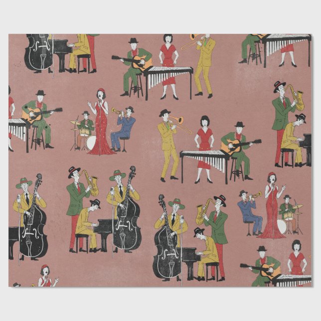 Papel De Presente Banda de Jazz Antigo (Aberto)