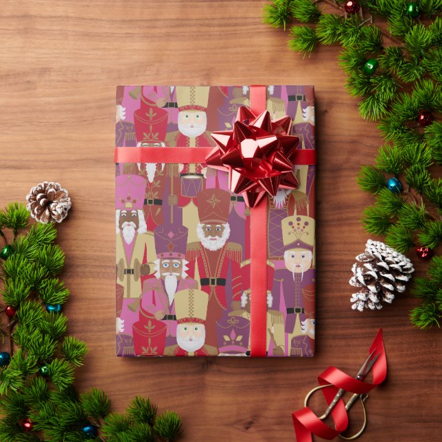 Papel De Presente Banda Internacional Nutcracker - Natal Rosa (Presente de Natal)