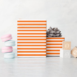 Papel De Presente Bandas brancas e laranja