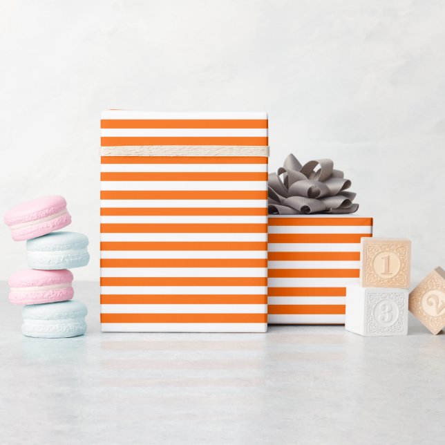 Papel De Presente Bandas brancas e laranja (Chá de bebê)
