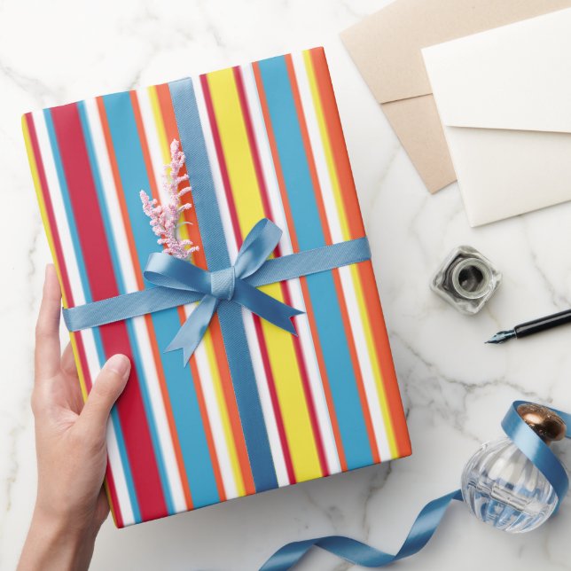 Papel De Presente Bandas Coloridas de Cães Personalizadas (Presentear)