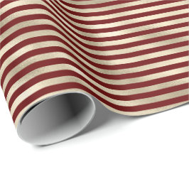 Papel De Presente Bandas de Feriado Vermelho Dourado Glam