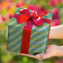 Papel De Presente Bandas de Moiré Verde e branca - Abstrato de Tripp