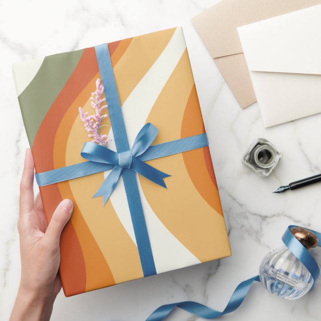 Papel De Presente Bandas onduladas do Groovy 70s (Presentear)