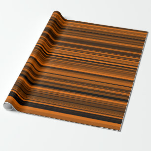 Papel De Presente Bandas Pretas Laranja Castanho