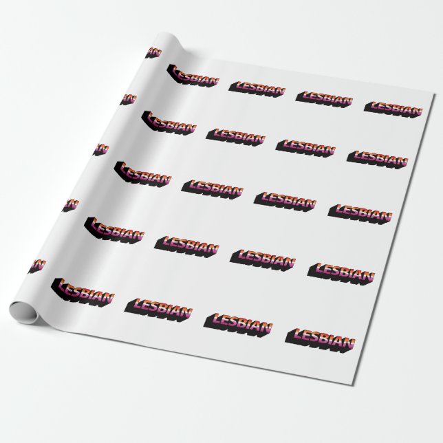 Papel De Presente Bandeira 3D lésbica (Desenrolado)