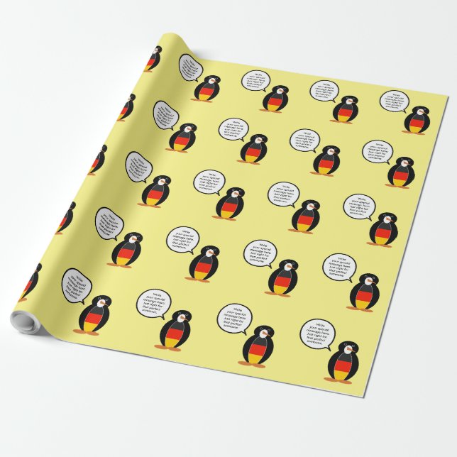 Papel De Presente Bandeira alemã Pinguim falante Sra. (Desenrolado)