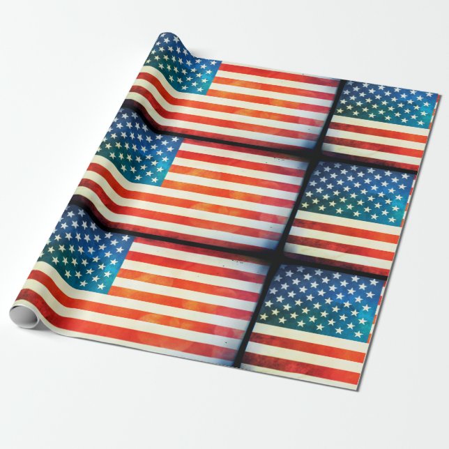 Papel De Presente Bandeira americana (Desenrolado)