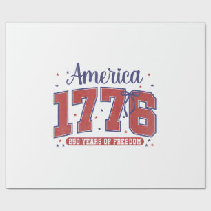 Papel De Presente Bandeira Americana 4 de Julho Vintage 250 Anos 177