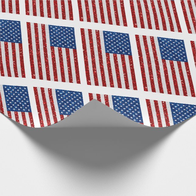 Papel De Presente Bandeira Americana Brilho 4 de Julho (Ponta)