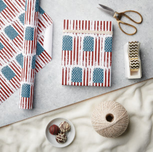 Papel De Presente Bandeira Americana com Design Desgastado