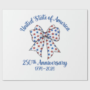Papel De Presente Bandeira Americana de 4 de Julho Vintage 250 Anos