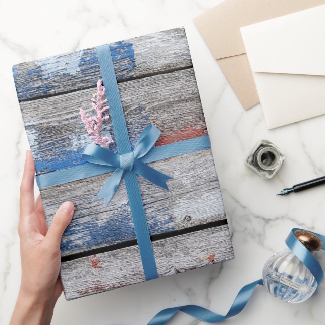 Papel De Presente Bandeira Americana Desbotada no Mouse de Madeira (Presentear)