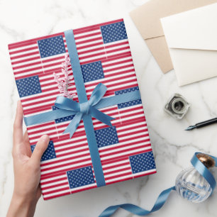 Papel De Presente Bandeira Americana Desfocada