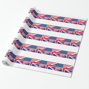 Papel De Presente Bandeira Americana do Reino Unido Padrão de Estrel