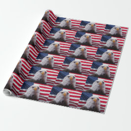 Papel De Presente Bandeira americana e águia careca