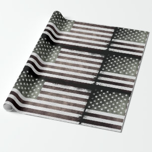 Papel De Presente Bandeira americana preto e branco