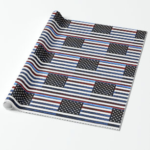 Papel De Presente Bandeira Americana Vermelha Patriótica Blue Gift W