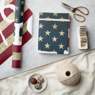 Papel De Presente Bandeira Americana Vintage 1776 Patriótica 