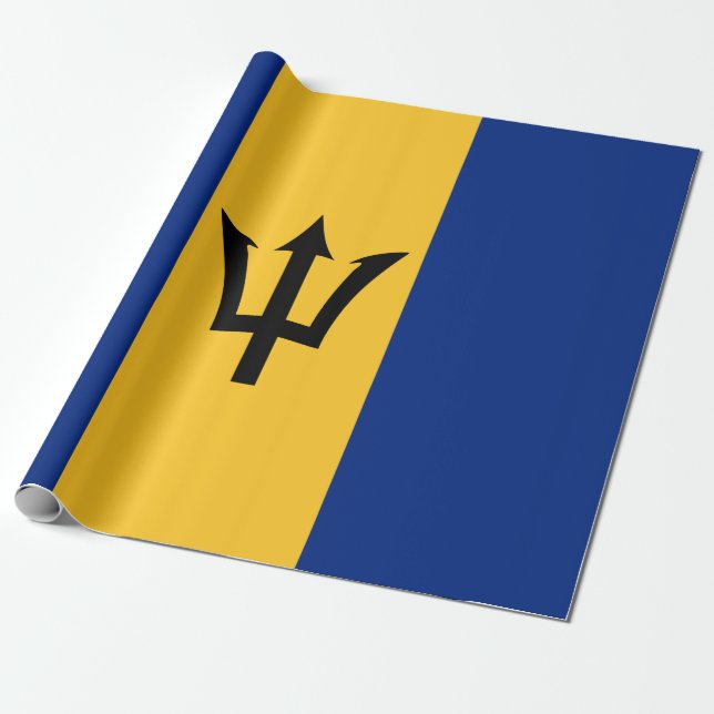 Papel De Presente Bandeira Barbadiana (Barbados) (Bajan) (Desenrolado)