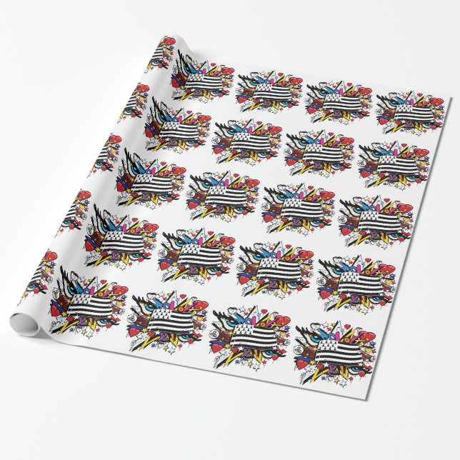 Papel De Presente Bandeira Bretanha Breizh graffiti Bretão graff (Desenrolado)