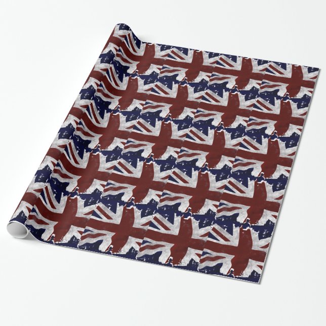 Papel De Presente Bandeira Britânica, bandeira da União, Design Patr (Desenrolado)