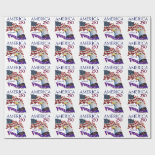 Papel De Presente Bandeira da América 250 Anos de Liberdade com Águi