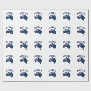Papel De Presente Bandeira da Austrália Mapa Gráfico Antigo Maltrata